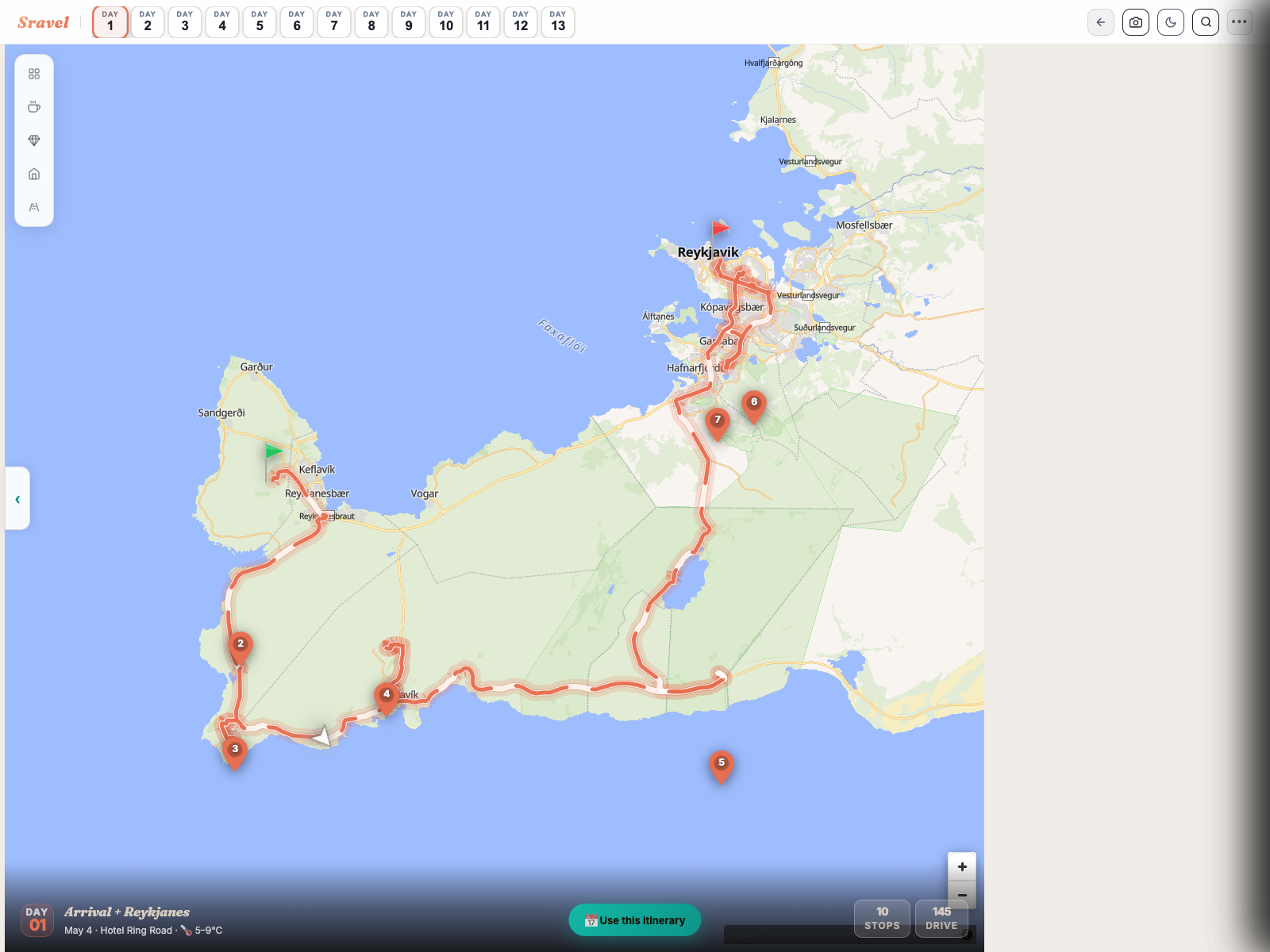Memories tab showing route + photos pinned along the line
